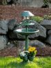 Verdigris Garden Centerpiece Bird Bath Planter With Led Light - Outdoor Decor For Garden And Patio