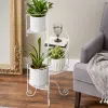 Modern White Spiral Plant Stand Showcase - Stylish Indoor Plant Display Stand