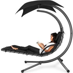 Black Single Person Sturdy Modern Chaise Lounger Hammock Chair Porch Swing