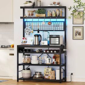 Black Modern Industrial Kitchen Baker's Rack with Multi-Color LED Lights