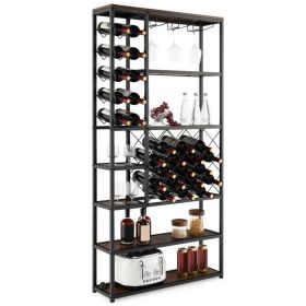 Heavy Duty Industrial Metal Wood 6 Tier Wine Rack Kitchen Storage Shelving Unit