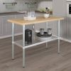 48 x 24 inch Wood-Top Heavy Duty Steel Utility Work Table Kitchen Island