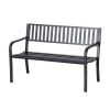 Outdoor Black Metal Garden Bench with 484lb Max Weight Capacity