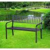 Outdoor Black Metal Garden Bench with 484lb Max Weight Capacity