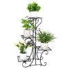 Elegant Black Metal 4-Shelf Plant Stand