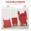 3-Piece Red Folding High-back Adirondack Chair Ottoman and Side Table