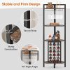 Industrial Corner Wine Rack Storage Shelving Unit with Glass Holders
