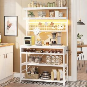 White Modern Industrial Kitchen Baker's Rack with Multi-Color LED Lights
