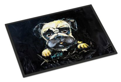 Pug It Out Doormat Front Door Mat Indoor Outdoor Rugs for Entryway, Non Slip Washable Low Pile, 24H X 36W