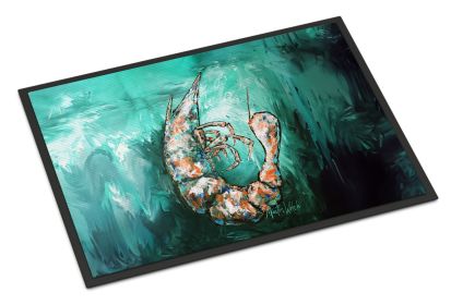 A Touch of Blue Shrimp Doormat Front Door Mat Indoor Outdoor Rugs for Entryway, Non Slip Washable Low Pile, 24H X 36W