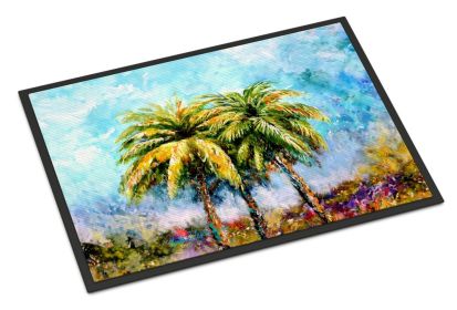 Summer Breezes Palm Tree Doormat Front Door Mat Indoor Outdoor Rugs for Entryway, Non Slip Washable Low Pile, 24H X 36W
