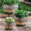 Elegant Jade Planters Trio Set For Indoor And Outdoor Decor